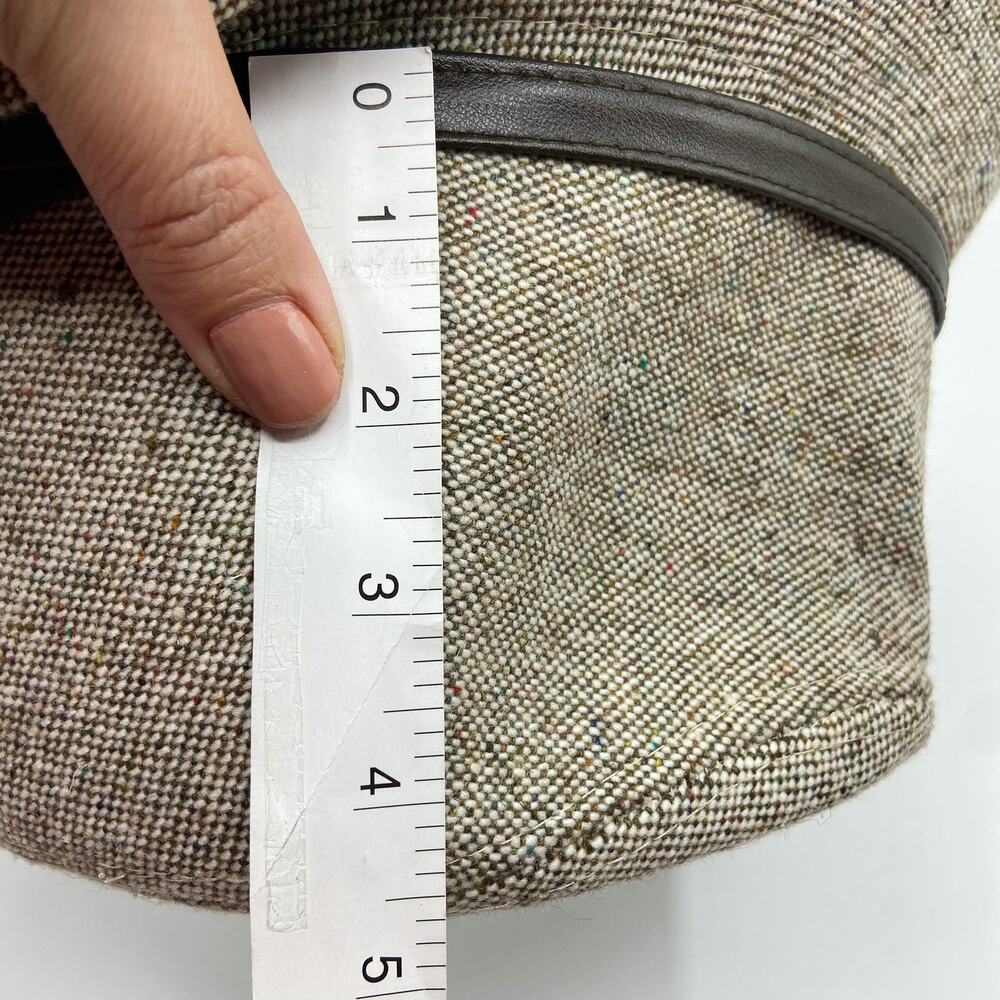 Tweed Fedora Hat Light Brown‎ with Faux Leather Skinny Band - Picture 12 of 12